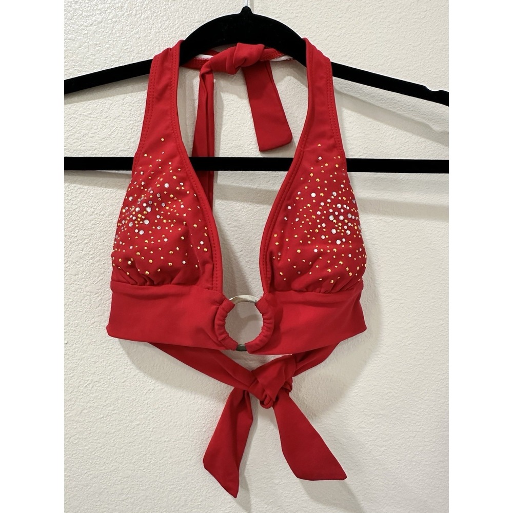 Marciano By Guess Red Beaded Bikini Top Size XS